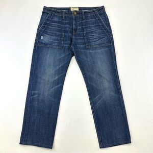 Current Elliott dark wash utility cotton midrise jeans